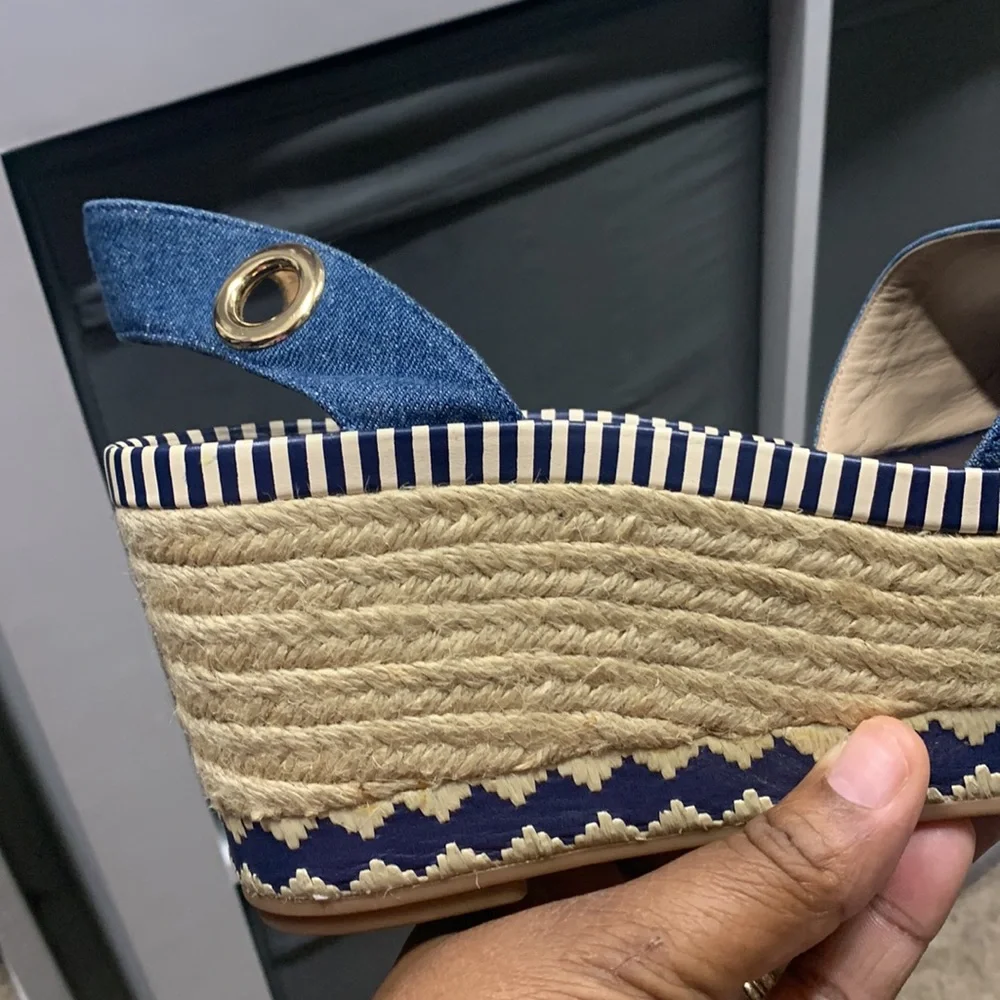 Markdown!!!!New Tory Burch Dandy Denim Wedge Platform Espadrilles - Picture 6 of 8